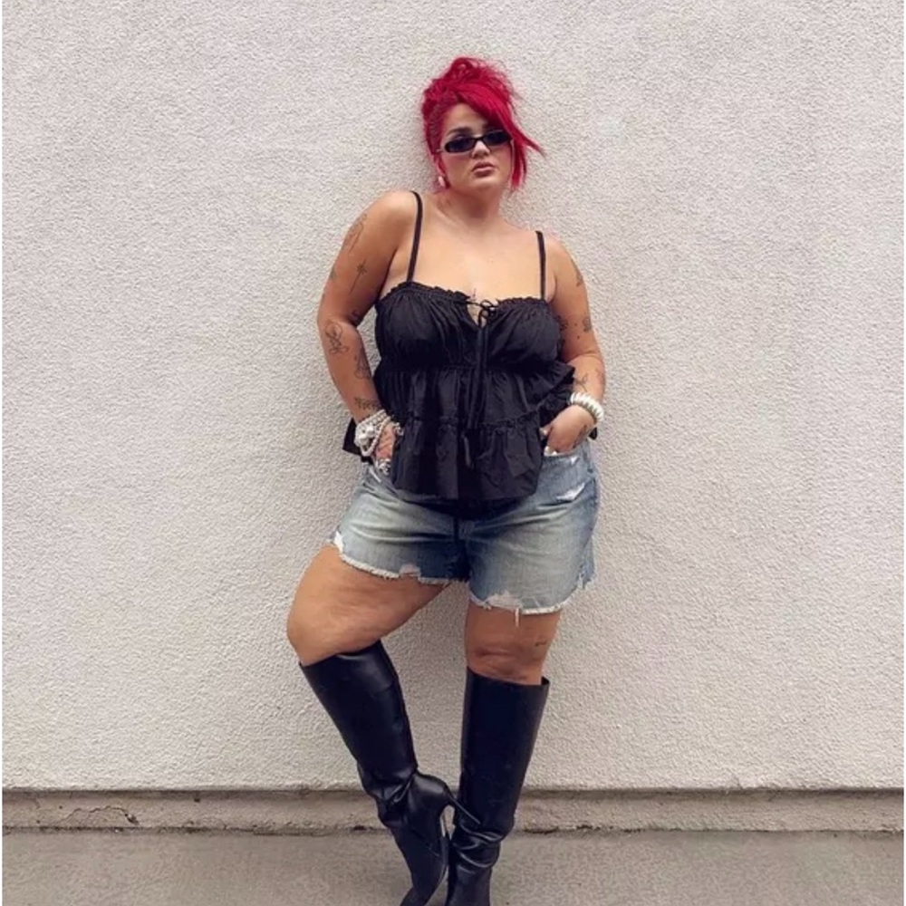 Torrid Festi Black Tiered Bow Cami 4 NWT